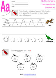 Preschool Worksheets | Letters A-Z Tracing Kindergarten Phonics
